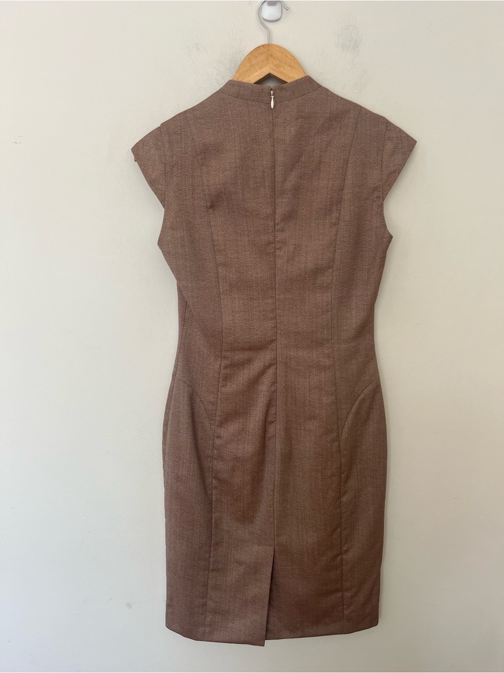 Reiss Turner Wool Sheath Dress Taupe Brown US 6 - Picture 4 of 9